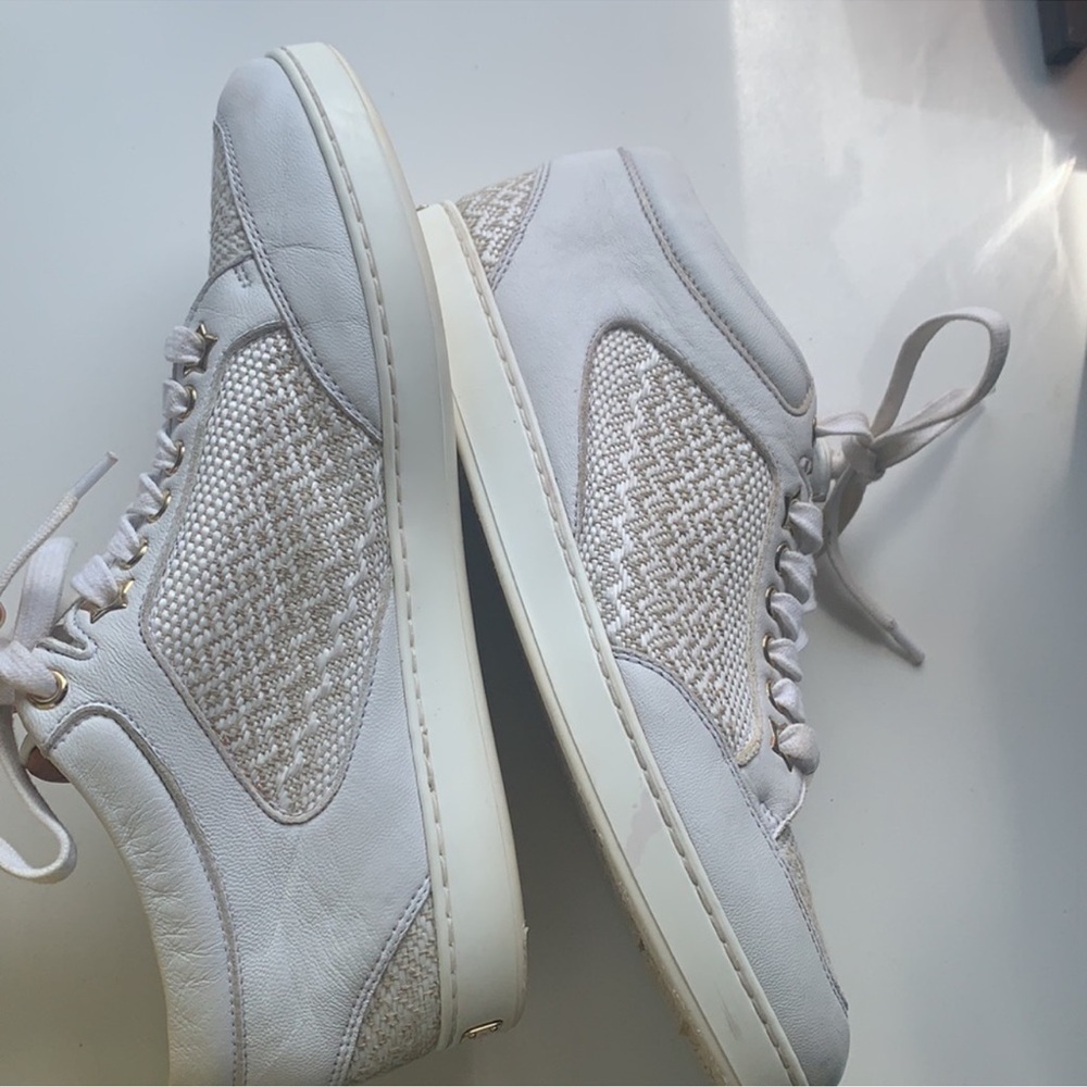 Jimmy Choo White Sneakers with Soft Suede Upper and Perforated Toe Box - Picture 6 of 6